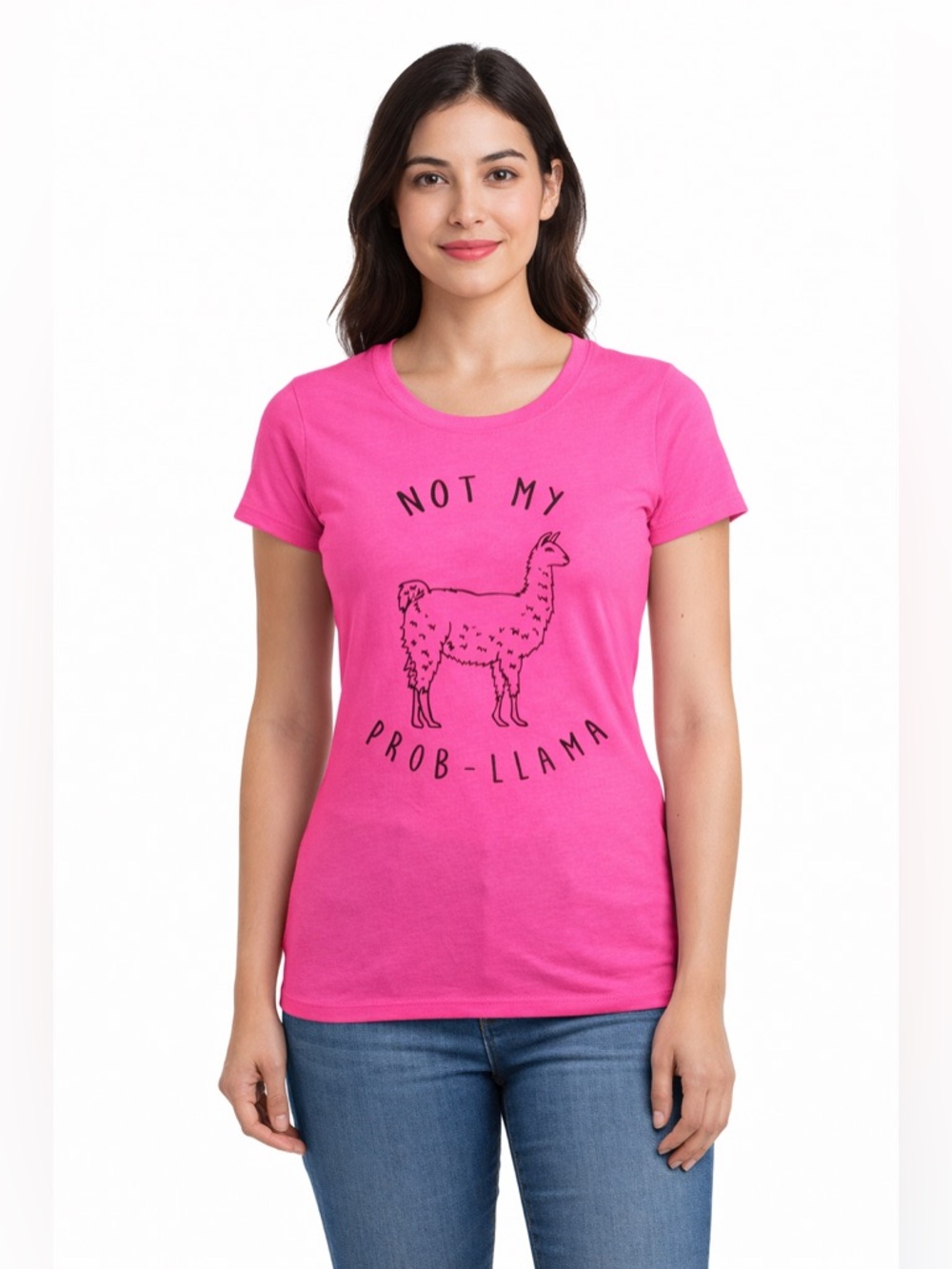 Pink Llama Graphic Tee “Not My Prob-llama” Size M NWT